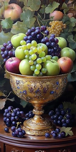 Obst Diamond Painting Erwachsene Groß 40x80cm, 5D Diamond Painting Pflanze, DIY Runden Steine Kristall Kunst Basteln Set Erwachsene Anfänger Set, zur Entspannung und Zimmer Wanddeko, Geschenke 3CN4-8L von LLEDAOZN