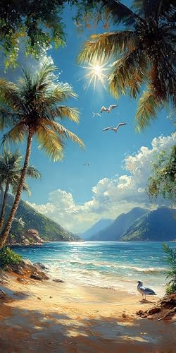 Ozean Diamond Painting Erwachsene Groß 80x160cm, 5D Diamond Painting Baum, DIY Runden Steine Kristall Kunst Basteln Set Erwachsene Anfänger Set, zur Entspannung und Zimmer Wanddeko, Geschenke 76A8-XY von LLEDAOZN