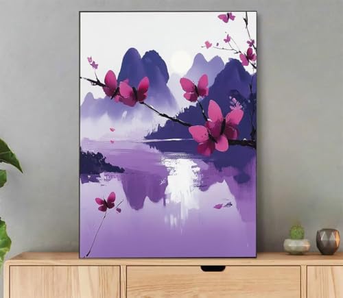 Pflanze Malen Nach Zahlen Erwachsene, Malen Nach Zahlen See Muster, DIY Handgemalt Leinwand Ölgemälde Set für Adult Anfänger, mit Pinseln und Acrylfarbe, Weihnachtsdeko Schlafzimmer, 40x50cm LdM-7781 von LLEDAOZN