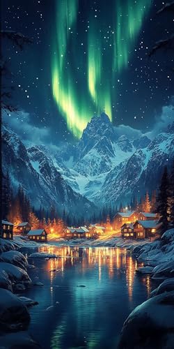 Polarlicht Diamond Painting Erwachsene Groß 60x120cm, 5D Diamond Painting Sternenlicht, DIY Runden Steine Kristall Kunst Basteln Set Erwachsene Anfänger Set, Entspannung und Zimmer Wanddeko 24T5-09 von LLEDAOZN