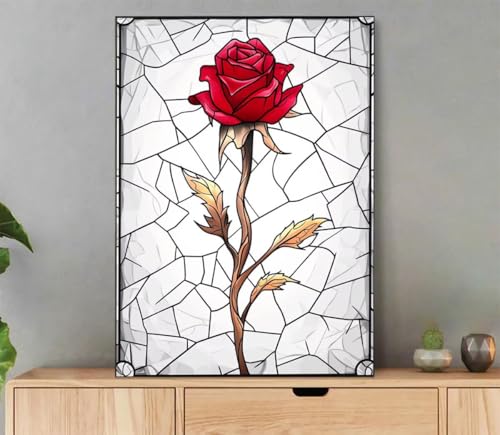 Roses Malen Nach Zahlen Erwachsene, Malen Nach Zahlen Pflanze Muster, DIY Handgemalt Leinwand Ölgemälde Set für Adult Anfänger, mit Pinseln und Acrylfarbe, Weihnachtsdeko Schlafzimmer, 60x80cm LC-8071 von LLEDAOZN