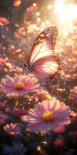 Schmetterling Diamond Painting Erwachsene Groß 80x160cm, 5D Diamond Painting Blume, DIY Runden Steine Kristall Kunst Basteln Set Erwachsene Anfänger Set, zur Entspannung und Zimmer Wanddeko 96R6-4P von LLEDAOZN