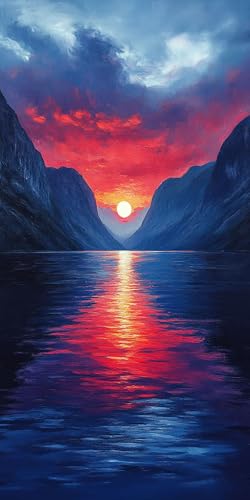 Sonnenuntergang Diamond Painting Erwachsene Groß 20x40cm, 5D Diamond Painting Landschaft, DIY Runden Steine Kristall Kunst Basteln Set Erwachsene Anfänger Set, Entspannung und Zimmer Wanddeko 71S2-OS von LLEDAOZN