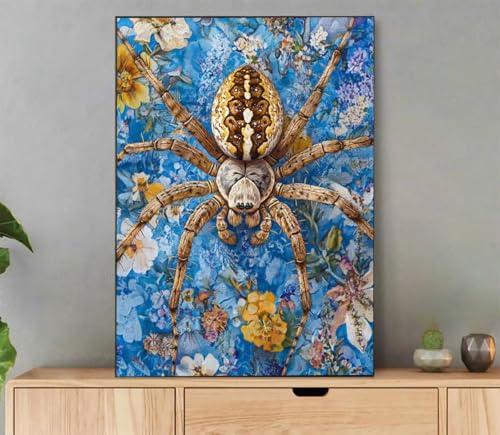 Spinne Malen Nach Zahlen Erwachsene, Malen Nach Zahlen Blume Muster, DIY Handgemalt Leinwand Ölgemälde Set für Adult Anfänger, mit Pinseln und Acrylfarbe, Weihnachtsdeko Schlafzimmer, 20x30cm Ld4-498 von LLEDAOZN