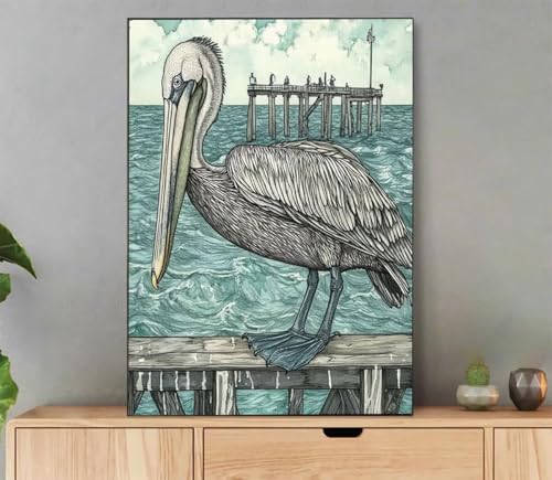 Vogel Malen Nach Zahlen Erwachsene, Malen Nach Zahlen Ozean Muster, DIY Handgemalt Leinwand Ölgemälde Set für Adult Anfänger, mit 3 Pinseln und Acrylfarbe, Weihnachtsdeko Schlafzimmer, 40x50cm LdB-453 von LLEDAOZN