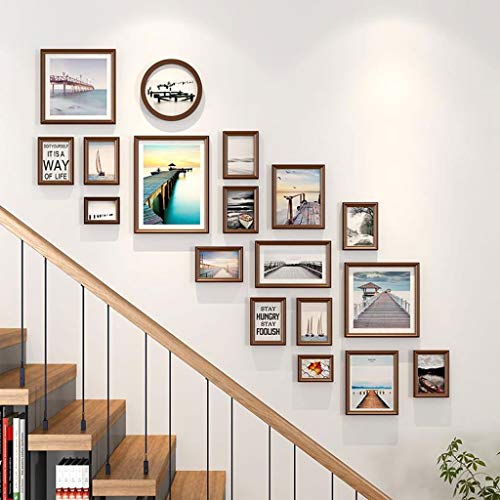 LLF Bilderrahmen Treppe Multi Holz Bilderrahmen Collage Bilderrahmen Wanddekoration Kit 18-Pack for Treppen Und Heim von LLF