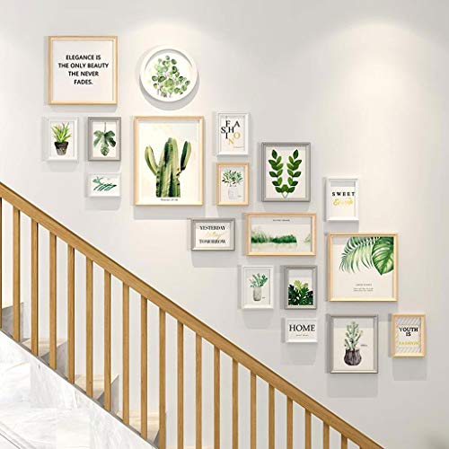 LLF Bilderrahmen Treppe Multi Holz Bilderrahmen Set 18pcs Kreative Hintergrund-Wand Kombination Dekoration von LLF