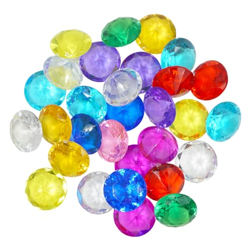 30 Stück Edelsteine für Kinder, Acryl-Steine, glänzende Farben, Diamant, Spielzeug für Jagd, Kinder, Geburtstag, Basteln, Tischdekoration (zufällige Farben) von LLFYXM