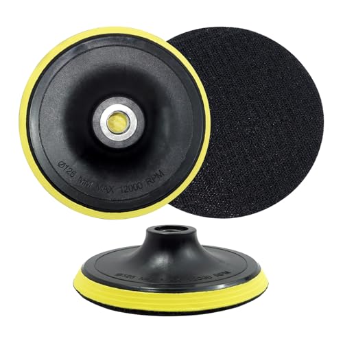 Schleifscheibe, 125 mm, Schleifteller mit M14-Gewinde, Polierscheibe mit Klettverschluss, Polierpad für Bohrmaschine und Schleifscheibe, 125 mm, für Basteln und Werkstatt (2 Stück) von LLFYXM