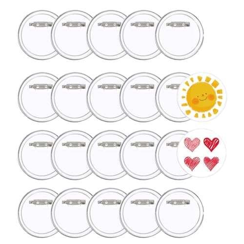 LLGSDLL 20PCS Buttons Selber Machen ohne Buttonmaschine Transparente DIY Ansteckbuttons, Sicherheitsnadel Knöpf Anstecknadeln für Kinder Foto Kleidung Bild Party Namensschilder von LLGSDLL