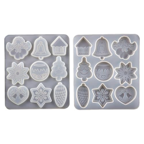 2 x Set Silikon-Weihnachtsanhänger Hirsch hängende Formen Ornament Epoxidharz Formen Schneeflocken Formen 2 x Set Silikon-Weihnachtsanhänger Hirsch hängende Formen Ornament Epoxidharz Formen Schneeflocken Formen von LLHCF