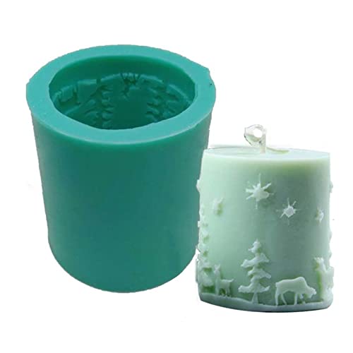 3D-Silikonform für Weihnachten, zylinderförmig, handgefertigt, Seifenformen, Baum, Elch, Muster, Fondant, Schokolade, Kuchen, Heimdekoration 3D-Silikonform für Weihnachten, zylinderförmig, handgefertigt, Seifenformen, Baum, Elch, Muster, Fondant, Schokolade, Kuchen, Heimdekoration von LLHCF