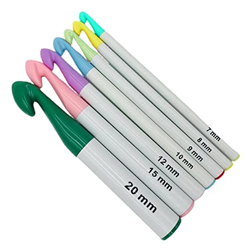 7-teiliges Häkelnadel-Set mit großem Griff, große Größe, 7 mm - 20 mm, bunt, Pullover, Strickgarn, Nähwerkzeuge, Garnweben, Nähwerkzeuge 7-teiliges Häkelnadel-Set mit großem Griff, große Größe, 7 mm - 20 mm, bunt, Pullover, Strickgarn, Nähwerkzeuge, Garnweben, Nähwerkzeuge von LLHCF