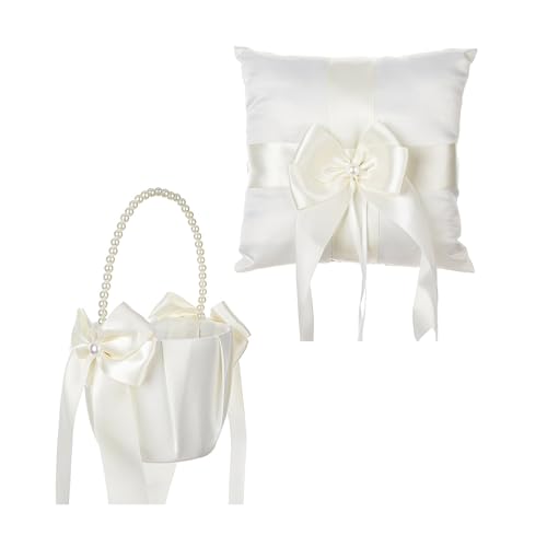 Hochzeits-Spitzenringkorb für Partys und Feiern, exquisite Ringe, Träger, Schleifen, luxuriöser Hochzeitsblumen-Perlen-Griff Hochzeits-Spitzenringkorb für Partys und Feiern, exquisite Ringe, Träger, Schleifen, luxuriöser Hochzeitsblumen-Perlen-Griff von LLHCF