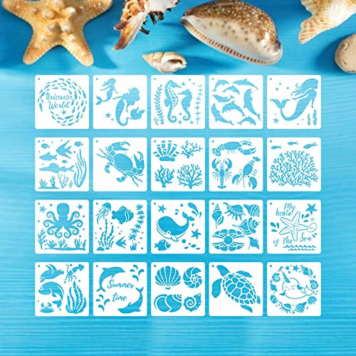 Kunst-Schablonen, wiederverwendbare PET-Vorlagen, Meeresschablonen für Kinder, Studenten, Zeichnen, Wandkunst Kunst-Schablonen, wiederverwendbare PET-Vorlagen, Meeresschablonen für Kinder, Studenten, Zeichnen, Wandkunst von LLHCF