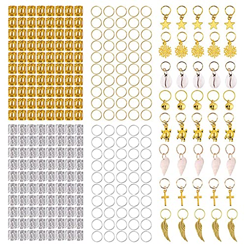 LLHCF 305 Stück Haarschmuck-Ringe, Legierung, Haarschmuck, Metall-Dekorationen, Anhänger, Haarmanschette für Passion Twist Haar von LLHCF