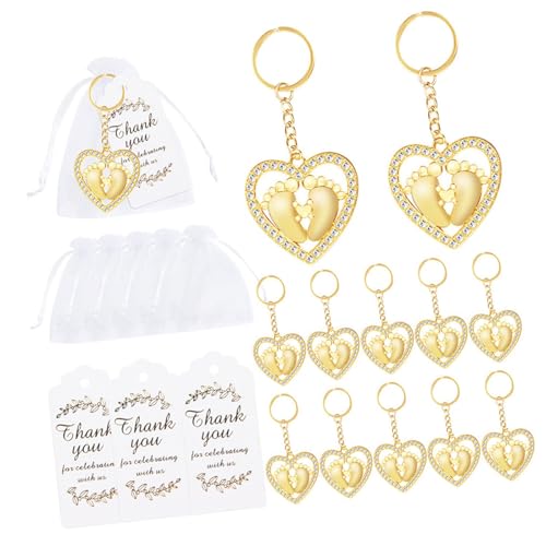 LLHCF Elegante Herz-Fuß-Anhänger, Souvenirs für Hochzeit, Babyparty, Brautparty, mit Dankeskarte, 12 Stück LLHCF Elegante Herz-Fuß-Anhänger, Souvenirs für Hochzeit, Babyparty, Brautparty, mit Dankeskarte, 12 Stück von LLHCF