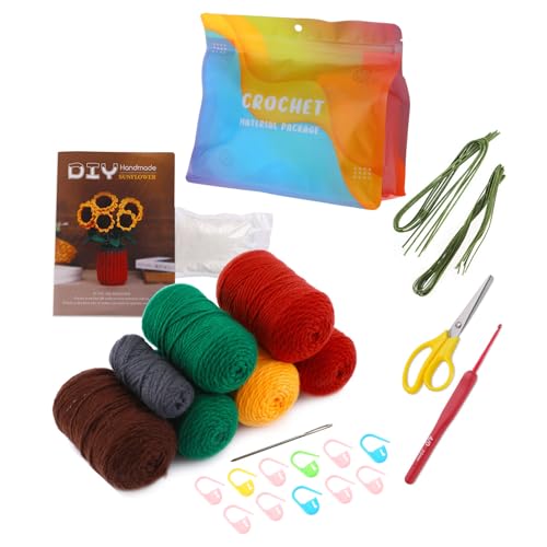LLHCF Häkelblumen-Sets mit Häkelnadel, Häkelnadel, Strickmarker, Anleitung (evtl. nicht in deutscher Sprache) und Häkelzubehör von LLHCF