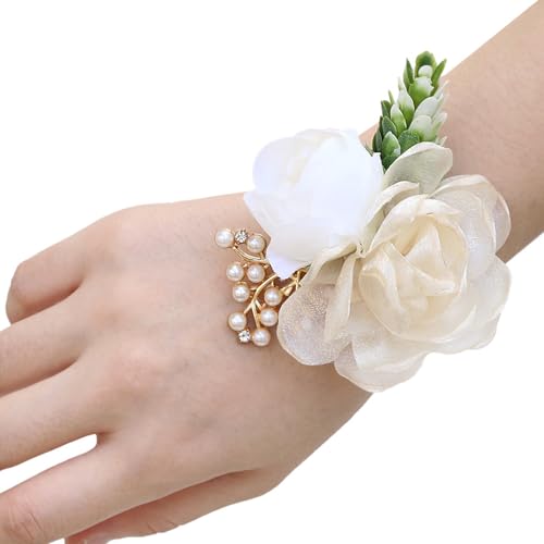LLHCF Hochzeits-Boutonniere und Armband-Set mit künstlichem Blumen-Design für Brautjungfern, Bräutigam, formelles Outfit, Hochzeitsfotografie, Zubehör, Perlenarmband LLHCF Hochzeits-Boutonniere und Armband-Set mit künstlichem Blumen-Design für Brautjungfern, Bräutigam, formelles Outfit, Hochzeitsfotografie, Zubehör, Perlenarmband von LLHCF