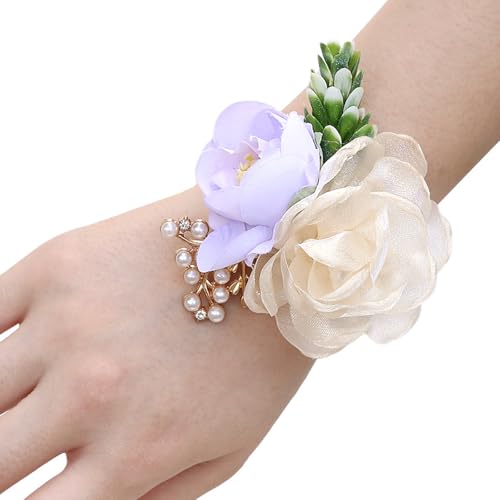 LLHCF Hochzeits-Boutonniere und Armband-Set mit künstlichem Blumen-Design für Brautjungfern, Bräutigam, formelles Outfit, Hochzeitsfotografie, Zubehör, Perlenarmband LLHCF Hochzeits-Boutonniere und Armband-Set mit künstlichem Blumen-Design für Brautjungfern, Bräutigam, formelles Outfit, Hochzeitsfotografie, Zubehör, Perlenarmband von LLHCF