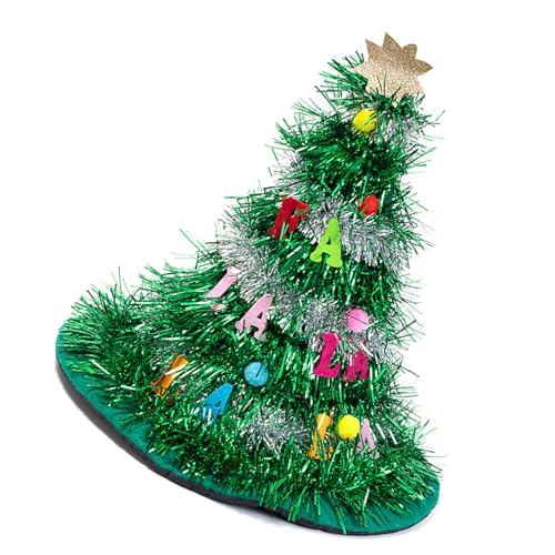 LLHCF Kreative Weihnachtsbaum-förmige Mütze, Kopfbedeckung mit glitzernden Lametta und Stern verzierte Weihnachtsmannmütze für Erwachsene Männer und Frauen LLHCF Kreative Weihnachtsbaum-förmige Mütze, Kopfbedeckung mit glitzernden Lametta und Stern verzierte Weihnachtsmannmütze für Erwachsene Männer und Frauen von LLHCF