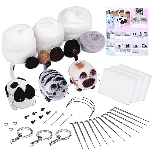LLHCF Nadelfilz-Starter-Kits mit Werkzeug und Anleitung (evtl. nicht in deutscher Sprache), Wollfilz, Bastelzubehör für Anfänger von LLHCF