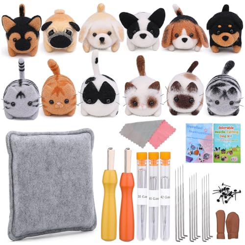 LLHCF Nadelfilz-Starter-Kits mit Werkzeug und Anleitung (evtl. nicht in deutscher Sprache), Wollfilzen, Bastelzubehör für Anfänger von LLHCF