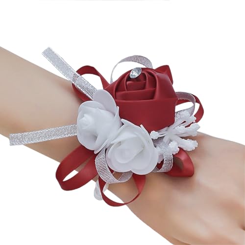 LLHCF Romantische Seidenblume Braut Handgelenk Blume Corsage für Hochzeit Fotografie Verlobung Party Zubehör Dekoration Brautjungfer Zubehör von LLHCF