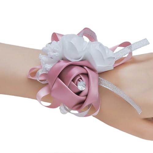 LLHCF Romantische Seidenblume Braut Handgelenk Blume Corsage für Hochzeit Fotografie Verlobung Party Zubehör Dekoration Brautjungfer Zubehör von LLHCF