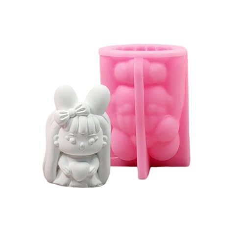 Silikonform mit 3D-Motiv Hasen und Prinzessin, Ornament, Epoxidharz, Gips, Formen zur Herstellung Silikonform mit 3D-Motiv Hasen und Prinzessin, Ornament, Epoxidharz, Gips, Formen zur Herstellung von LLHCF