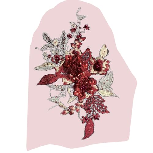 Stickerei-Spitzenapplikation zum Aufnähen, Blumenaufnäher, für Hochzeitskleid, Kleid, Kleidung, Jeans, Jacken, Röcke von LLHCF