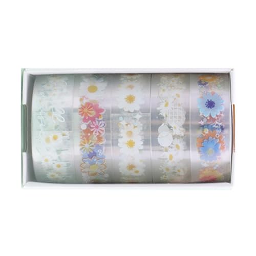 Transparentes Klebeband, schönes dekoratives Blumenmuster, zum Abdecken von Schmetterlingen, Basteln, Scrapbooking, 5 Rollen Transparentes Klebeband, schönes dekoratives Blumenmuster, zum Abdecken von Schmetterlingen, Basteln, Scrapbooking, 5 Rollen von LLHCF