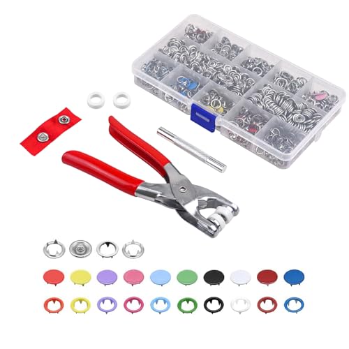 Druckknöpfe, 200 Sets Metall-Druckknöpfe mit Druckknöpfen, Nähen, für Bastelarbeiten, Nähen, Kleidung (10 Farben, 9,5 mm Durchmesser) von LLHQAMT