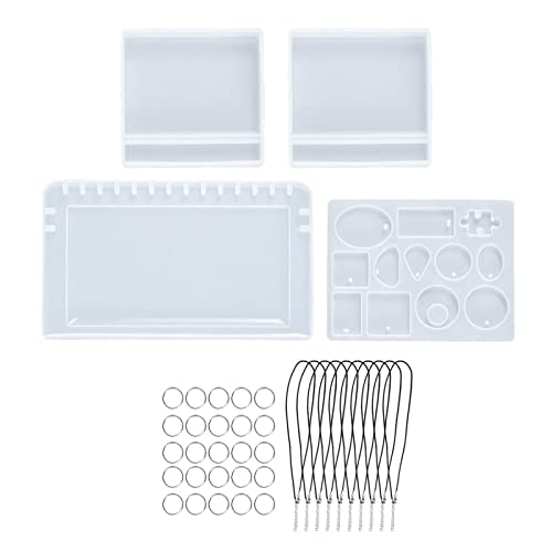 1 Set Halskette Anhänger Lagerregalform Pendant Horizontale Version Display Rack Materialpaket Mit Silbernen Offenen Ringen Displayständer Für Harz von LLINthy