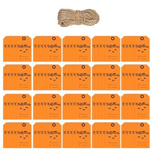 100pcs Halloween Hanging Labels Für Halloween Present Box Candy Bag Halloween Dekoration Mit 65.61ft Packing String Craft Labels von LLINthy