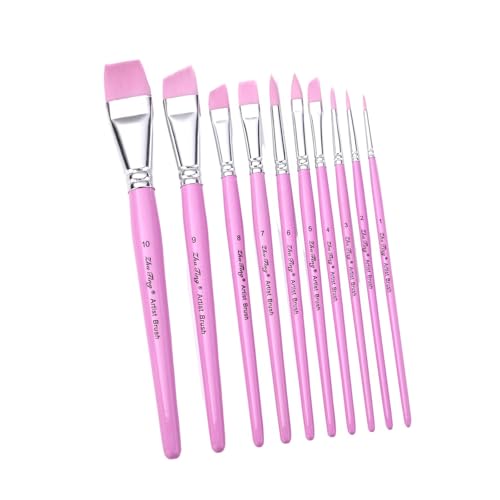 10pieces Nylon Borstle Pinsel Pinsel Aquarellpinsel Für Gouache Acrylöl Aquarell Malerei Künstler Set Professional Professionell von LLINthy