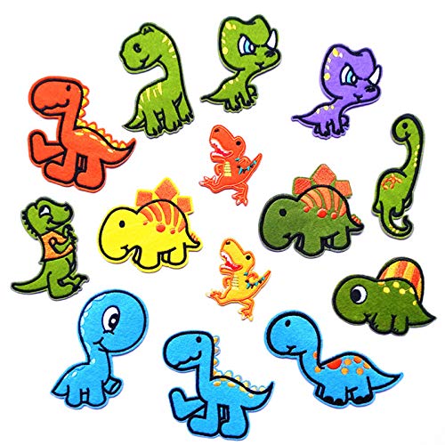 14 Stück/Set verschiedene bunte Cartoon-Dinosaurier-Applikationen zum Aufnähen/Aufbügeln, bestickte Flicken, Basteln, dekoratives Abzeichen für Kinder, Jeans, Kleidung, Kleidung von LLINthy