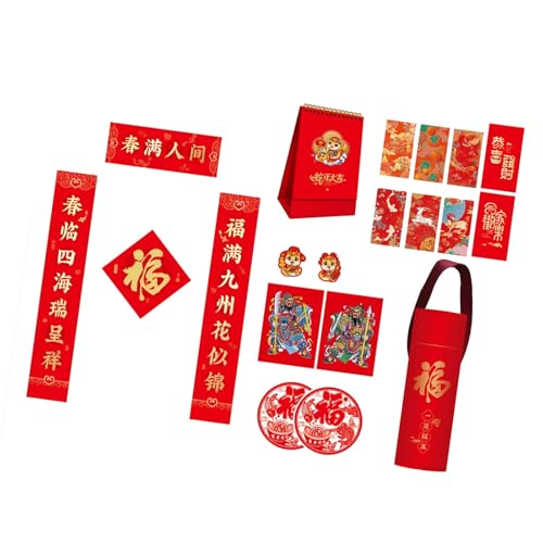 2025 Snake Year Flocking Couplets Set Complete With Tube Calendar Clings For Spring Festival Celebration von LLINthy