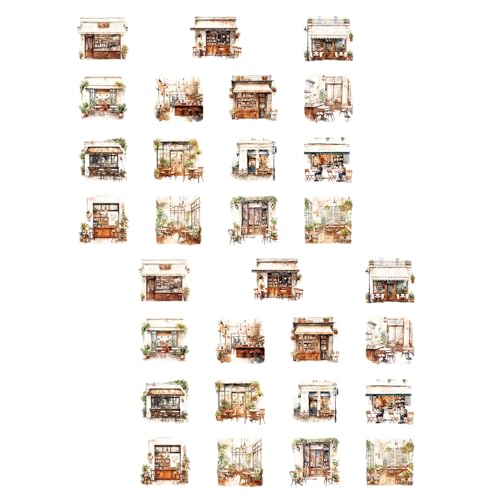 30 Sheets Coffee House Serie Dekorative Aufkleber Laptop Kaffeemädchen Charakter Scrapbooking Decal von LLINthy