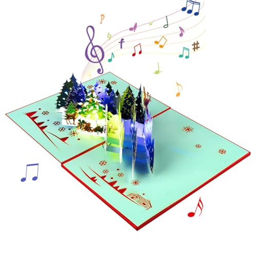 3D-Popup-Weihnachtsgrußkarte, saisonale 3D-Weihnachtsgrußkarte, Papierkarte mit Musik und Lichtern für die Familie 3D-Popup-Weihnachtsgrußkarte, saisonale 3D-Weihnachtsgrußkarte, Papierkarte mit Musik und Lichtern für die Familie von LLINthy