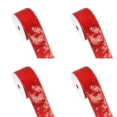 4 Rollen weiche, bequeme Weihnachtsbänder, bunte Pailletten, Seidenband für Hochzeit, Party, Urlaub, Dekoration 4 Rollen weiche, bequeme Weihnachtsbänder, bunte Pailletten, Seidenband für Hochzeit, Party, Urlaub, Dekoration von LLINthy