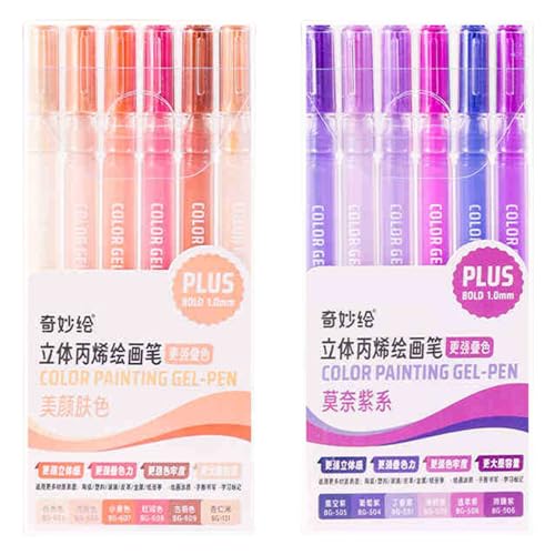 6/12/54 Farb Acrylmarkierungen Set Acrylfarben Pen Gel Lackmarker Für Glas Metall Kunststoffmalerei von LLINthy