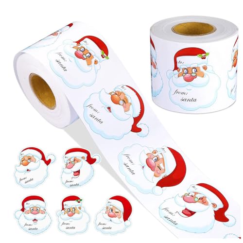 600 Stück Weihnachts-Verpackungsetiketten, Weihnachtsmann-Aufkleber, selbstklebende Weihnachts-Namensetiketten für Weihnachtsgeschenkbox, Süßigkeitentüte 600 Stück Weihnachts-Verpackungsetiketten, Weihnachtsmann-Aufkleber, selbstklebende Weihnachts-Namensetiketten für Weihnachtsgeschenkbox, Süßigkeitentüte von LLINthy