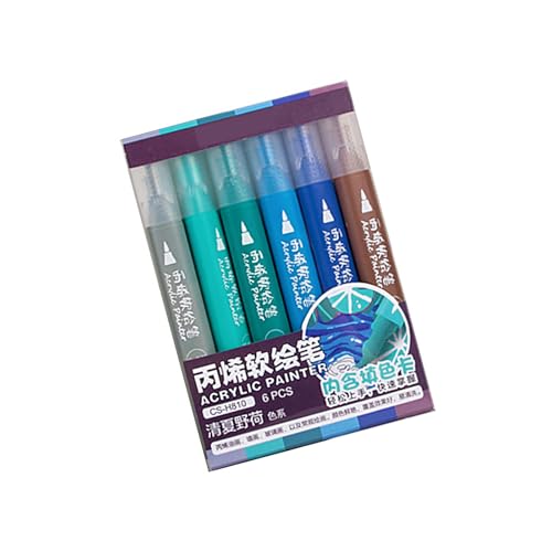 Acrylfarbenmarker 6 Farb Acryl Penst Pinsel Pinsel Tippmarker Für Journaling Scrapbooking Malebuchschule Kunsthandwerk Pinselmarkierungen von LLINthy
