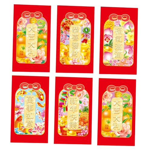 Briefumschläge für traditionelles Frühlingsfest 2025, Schlangenjahr, Geldpakete, Papiertüte, Hongbao für Neujahr, 6 Stück von LLINthy