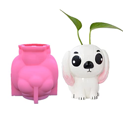 Großäugige Hund Blumenpot Epoxidharz Schimmel Succulents Vase Gips Kerze Beton Gips Silikonform Home Decorations Gusswerkzeuge Silikonform Schmucktablett von LLINthy