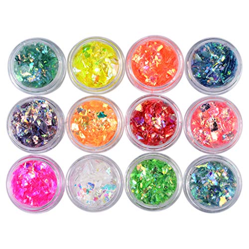 Harzfüller, Süßigkeitenpapier, Konfetti für zusätzliche Flocken, Pailletten, Folienflocken, Maniküre für Epoxidfüllung, 12 Box Harzfüller, Süßigkeitenpapier, Konfetti für zusätzliche Flocken, Pailletten, Folienflocken, Maniküre für Epoxidfüllung, 12 Box von LLINthy