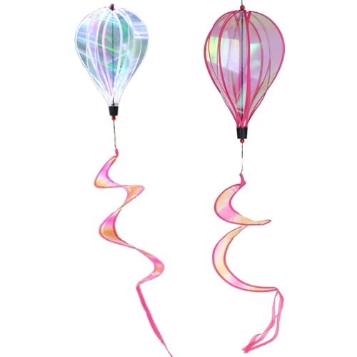 Heißluftballon-Spinner, bunte Pailletten, gestreift, zum Aufhängen, für drinnen und draußen, Garten, Hof, Dekoration Heißluftballon-Spinner, bunte Pailletten, gestreift, zum Aufhängen, für drinnen und draußen, Garten, Hof, Dekoration von LLINthy