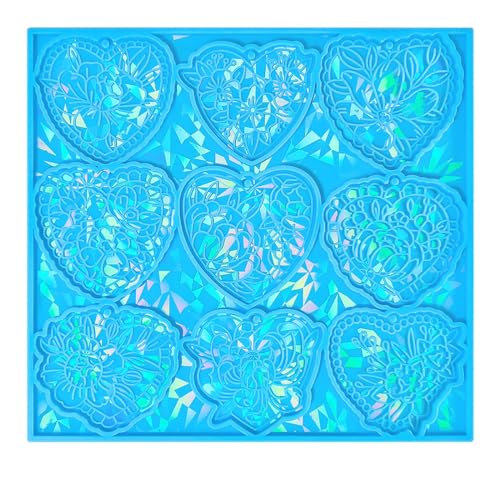 Holographischer Herzform Silikonschmuck Anhänger Harzform Schimmel Blumenepoxidform Ohrring Charme Form Bastel Herz Anhänger Formform Schmuck Making Form Personalisierte Silikonform von LLINthy