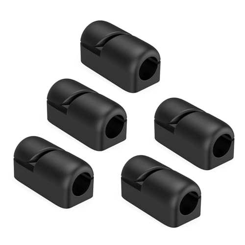 LLINthy 5 x Kabel-Clip-Organizer, Schreibtisch-Kabel-Management-Basisklemme, Verschluss, Silikon, praktische Netzkabel-Klemme von LLINthy
